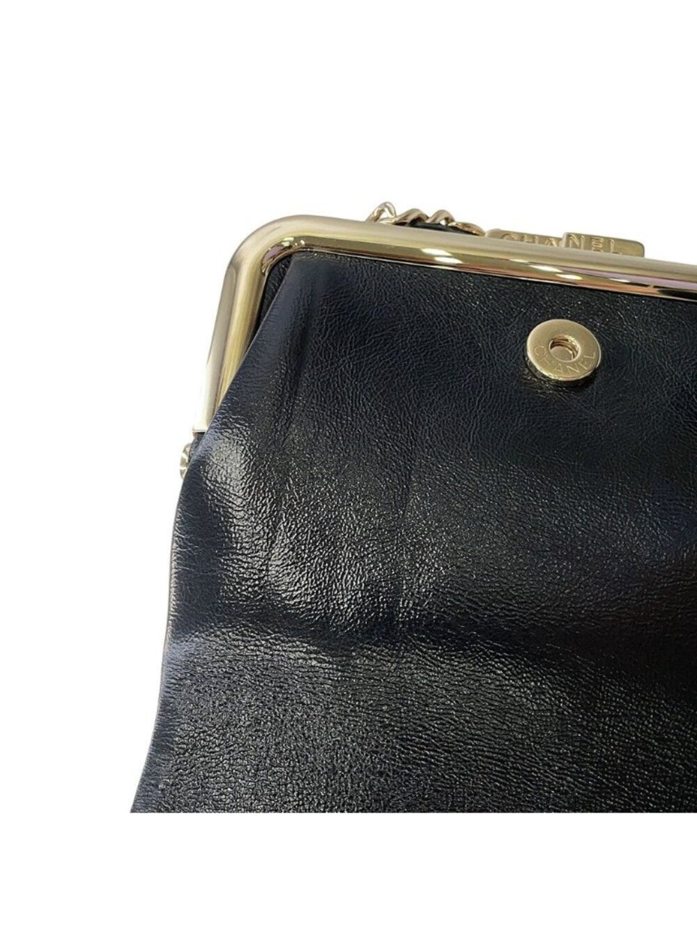 Chanel Chain Wallet Quilted CC Logo Kiss Lock Bifold Leather Black - Picture 9 of 10